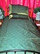 3p Forest Green Silk Sari Bedspread Bedding Coverlet Throw -Twin