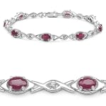 5.40 Carat Genuine Ruby & White Topaz Sterling Silver Bracelet