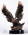 9 inch Copper Bald Eagle In Flight Gripping American Flag Statue D&eacute;cor