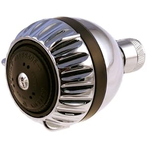 Chrome Shower Pro Massage Showerhead with pressure compensating flow controller, low flow 2.0gpm