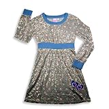 Lipstik - Girls Long Sleeve Heart Print Dress, Blue, Gold, Heathered Grey