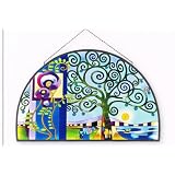 Art Nouveau Landscape Metal-Framed Stained Glass Art Panel 19.5 W X 10.5 H Joan Baker Designs APM318 by 