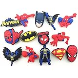12 Spiderman & Batman Shoe Charms for Croc Shoes & Wristband Bracelet