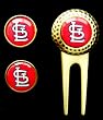 St Louis Cardinals Divot Tool Golf Ball (2) Marker Set