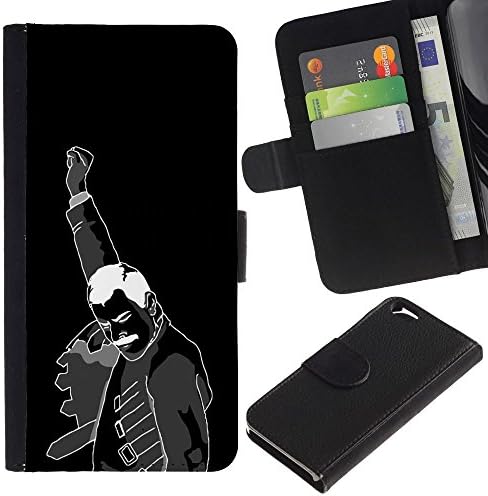 Leather Wallet Case Card Pouch Cover for Apple Iphone 6 4.7 Fist Revolution Man Black White Poster Art / JUSTGO PHONE PROTECTOR