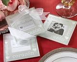 Buenos Deseos Pearlized-Glass Photo Coaster Set of Two (Set of 24) - Baby Shower Gifts & Wedding Fav