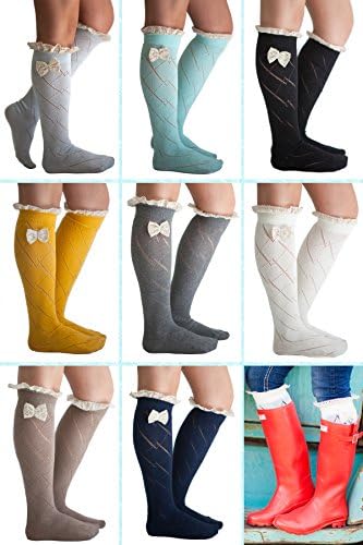 Bow Boot Socks By Our World Boutique (TM) Women's Lace Crochet Boot Socks