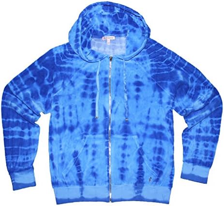 Juicy Couture Womens Tie Dye Degrade Relax Velour Hoodie (Large, Blue heaven)