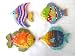 Set / 4 Tropical Wood Fish Plaque Beach Nautical Decor