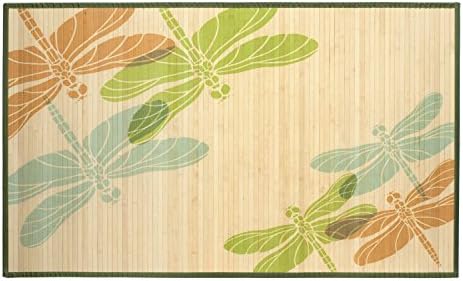 Sunday Morning Home Veranda Dragonfly Trio Bamboo 3 x 5 Foot Indoor Mat