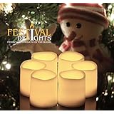 Battery Operated Candles By Festival Delights&reg; - 6 Unscented Small Flameless Candles, Dia. 1.5"x1.75" Height, 70+ Hours of Lighting, 6 Extra Batteries Included, LED Candles, Flameless Candle Set, Votive Candles, Centerpieces, Wedding Decor