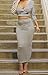 Kearia Womens Off Shoulder Stripe Two Piece Bodycon Dress Crop Top And Midi Skirt