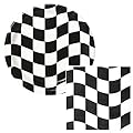 Black & White Checkered Beverage Napkins & Dessert Plates Party Kit for 8