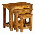 Granary Nest Of Tables Set of 3 Rustic Wooden Tables