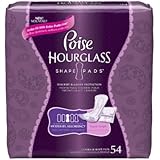 Poise Hourglass Shape, Moderate Absorbency Incontinence Pads, Regular Length, 54ct