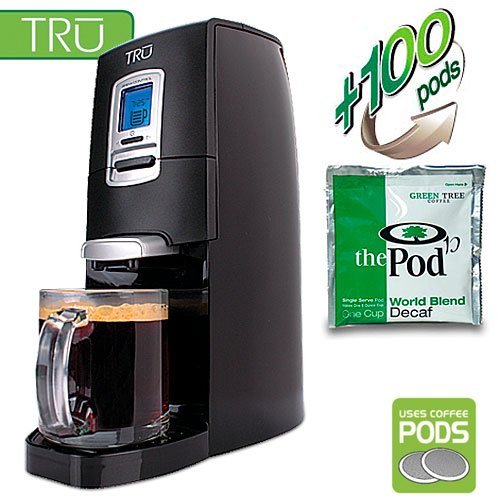 TRU Digital Single Serve Coffee Brewer (includes 100 World Blend Decaf Pods)