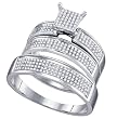 10k. White Gold 1/2 Ctw. 3pc. Micro Pave Diamond Wedding Set for Him and Her " Size 7 For Her and Size 10 For Him "