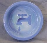 Melia Blue Watercolor Tap Design Ceramic Dog Bowl-LARGE