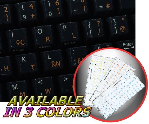 PROGRAMMER DVORAK KEYBOARD STICKERS WITH ORANGE LETTERING TRANSPARENT BACKGROUND FOR DESKTOP, LAPTOP AND NOTEBOOK