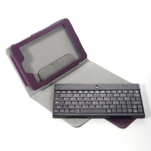Lumsing PU Leather Ultra Slim Stand + Smart Case Cover With Removable Wireless Bluetooth Keyboard For Google Nexus 7 Tablet-Premium New Bluetooth Keyboard Case for Google Nexus 7 (Google Nexus 7 keyboard case, Purple)