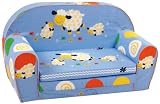 knorr-baby 430722 Kindersofa zum Ausklappen Sheep-World, blau