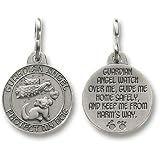 Guardian Angel Dog Pet Protection 1 Inch Pewter Medal Pendant Collar Charm
