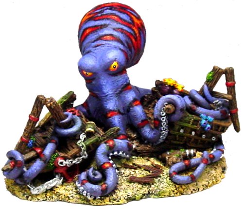Exotic Environments Raging Octopus Shipwreck Aquarium Ornament, Large, 8-Inch by 6-Inch by 5-Inch