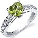 Dazzling Love 1.25 Carats Peridot Ring in Sterling Silver Rhodium Finish Size 5 to 9