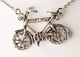 Smoke Gray Clear Crystal Rhinestone Tricycle Bike Bicycle Wheel Pendant Necklace