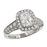 Bezel Cushion & Pave Diamond Engagement Ring 2.95cttw