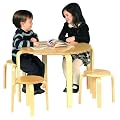 5pcs Kid's Nordic Table and Chairs Set - Natural Finish