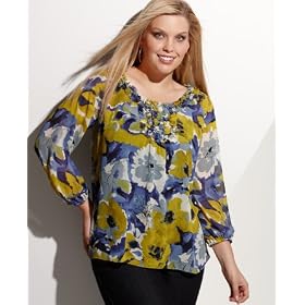 Buy AK Anne Klein Plus Size Top, Floral Ruffled Peasant by Anne Klein New York