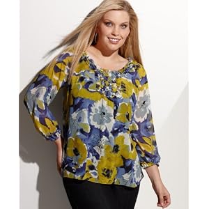 Buy AK Anne Klein Plus Size Top, Floral Ruffled Peasant by Anne Klein New York