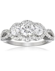 Sterling Silver Cubic Zirconia 3-Stone Infinity Ring