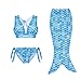 3pcs Fancy Children Swimmable Mermaid Tail Swimsuit Set Bikini