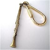 クラリネット アンティークブラス キーホルダー Clarinet Antique Brass Keychain