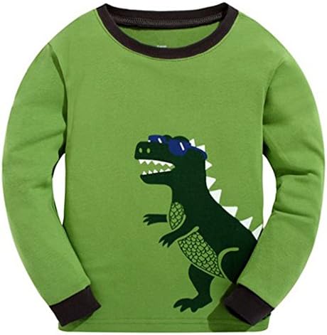 Pandaprince boys " blue eye dinosaur" 2 Piece Pajama sets 100% Cotton (2T-7T)