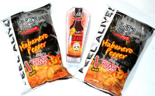 Blairs 3-er Grill Set: 1 x Ultra Death Hot Sauce 148 ml + 2 x Habanero Chips 142g
