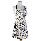 Sin in Linen Black and White Ravens Dream Girly Vintage Style Apron