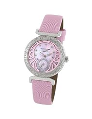 Stuhrling Original Womens 504.1215A9 Soiree Swiss Quartz Mother of Pearl Diamond Pink Satin Strap Watch