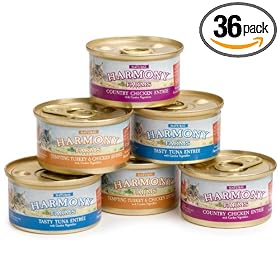 HARMONY FARMS Cat Food 3-Flavor Variety Pak (Tuna, Chicken & Turkey Entree) 3-Ounce Cans (Pack of 36)