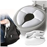 Beautyhouse 子供用 白い補助便座 折りたたみ式 おまる便座 ふわふわもちはこび補助便座 お出かけやトイレトレーニング補助便座 折り畳み式 収納ポーチ付き 旅行必需品 赤ちゃん 可愛い 安全