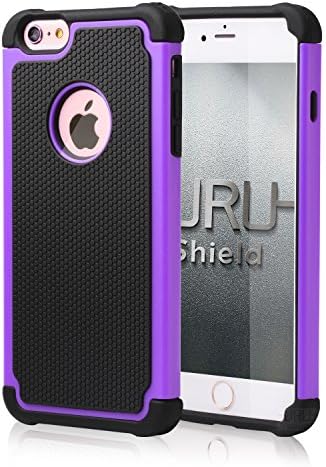 iPhone 6S Case, URUShield [Spring Series] iPhone 6 6s Case [Black/Purple] Quality PC Silicone Defender Best Protective Anti-slip Anti-stretch Impact-resistant Dual Layer Hard Stylish Cover