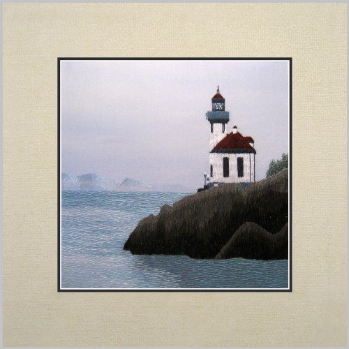 Susho, King Silk Art 100% Handmade Suzhou Silk Embroidery - Victorian Lighthouse - White Mat, No Frame 37115W