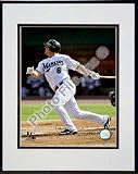 Dan Uggla 2008 Batting Action Double Matted 8 x 10 Photograph In Black Anodized Aluminum Frame