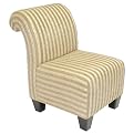 Diamond Stripe Roll Back Upholstered Chair - Beige