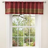 Lush Decor Geometrica Gala Valance, 18-Inch by 84-Inch, Red/Gold