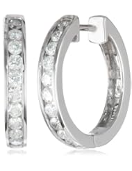 14k Gold Channel-Set Diamond Hoop Earrings (3/4 cttw, H-I Color, I1-I2 Clarity)