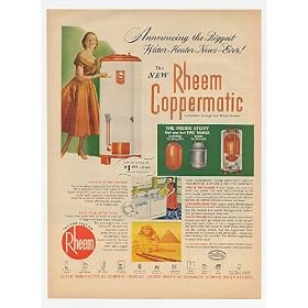 1954 Rheem Coppermatic Copper Water Heater Print Ad (17270)
