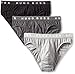 Hugo Boss Men's Cotton 3 Pack Mini Brief, Charcoal/Black/Light Grey, Large